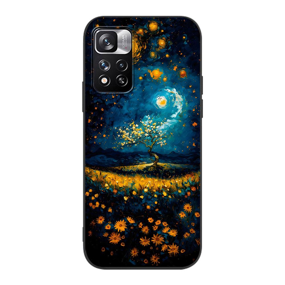 Van Gogh Starry Night Oil Painting Case for Xiaomi Redmi 10A 10C 9C 12C 9A 9i 10 12 9 Prime 9T K40 Pro Black Soft Phone Cover