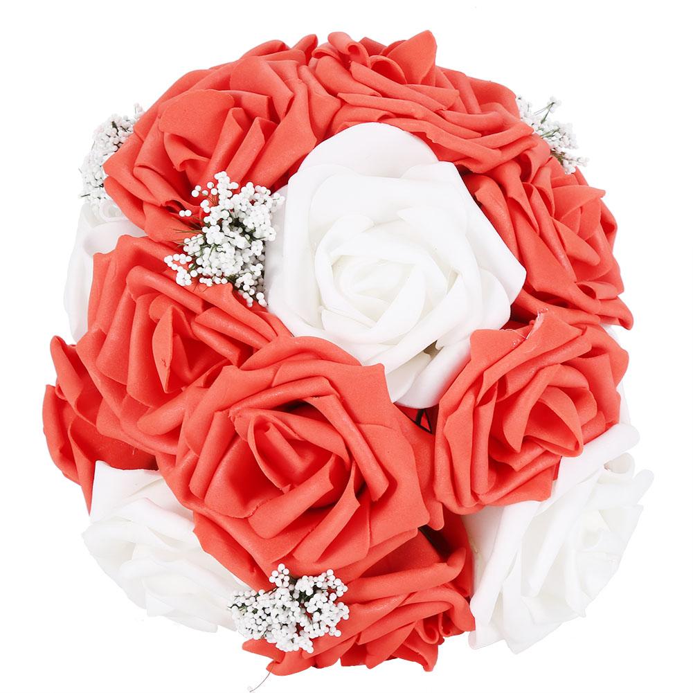 Artificial Bridal Bouquet Flowers for Wedding Decorations Props Accessories (Purple)