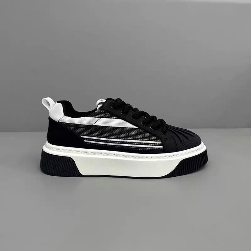 

Мужские кроссовки 2025 года — весенние новые туфли на платформе с ракушечным носком и дышащим дизайном, модные повседневные туфли на толстой подошве для уличной одежды и повседневных образов 39