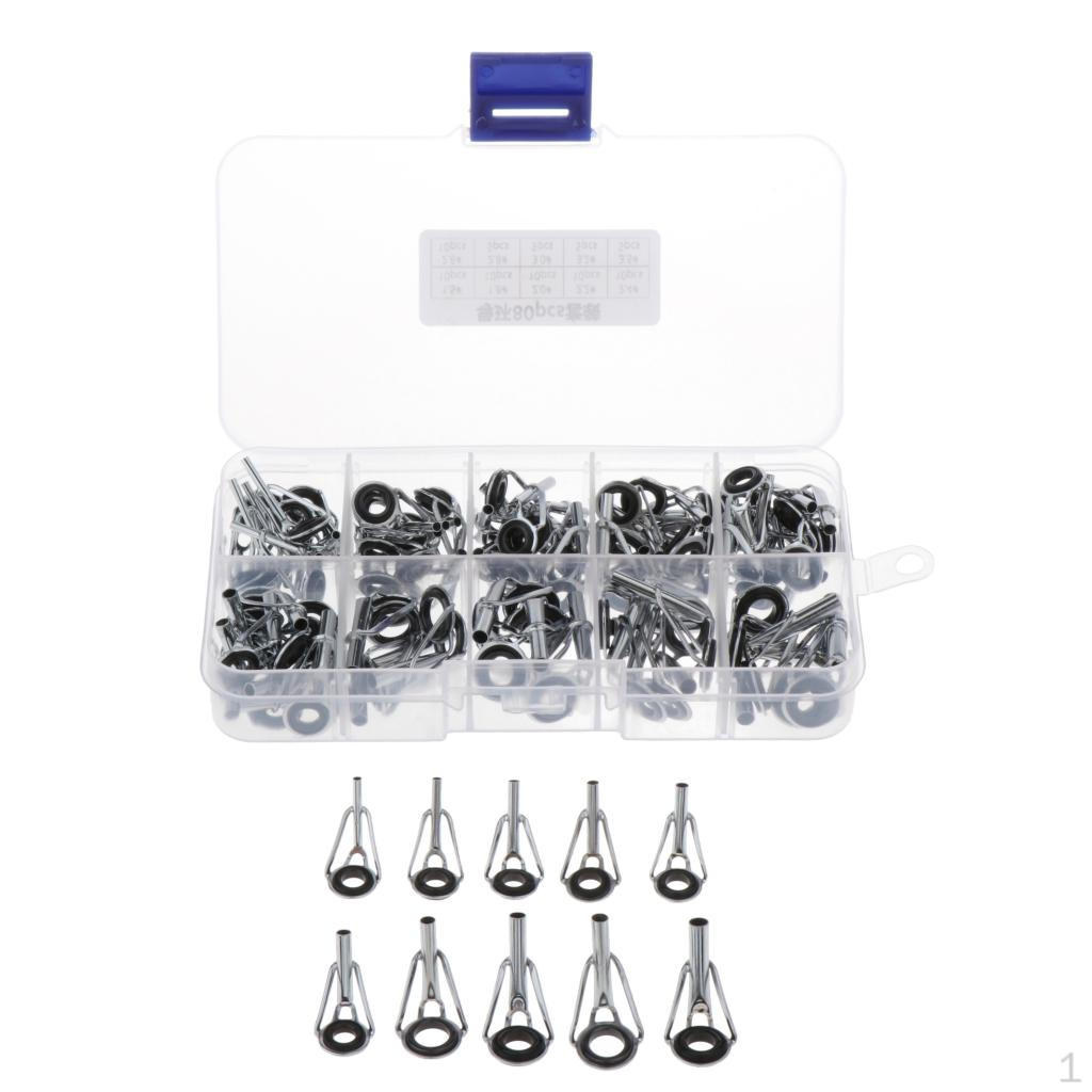 

80 шт. комплект для ремонта удочки, направляющие, насадки, кольца для лески 1,8 #-3,5 #