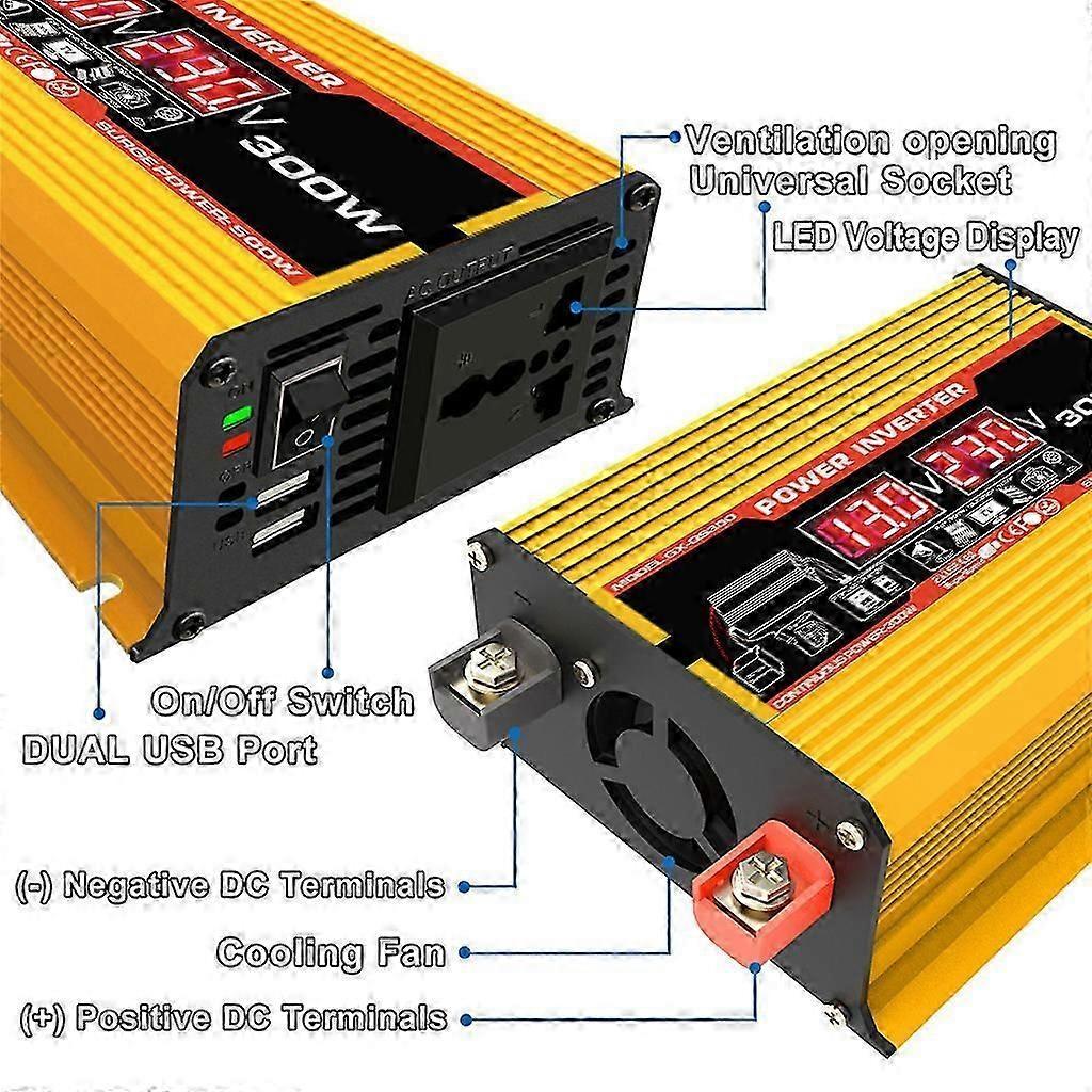 LED display inverter Dc 12v To Ac 220v 300W Solar vehicle home inverter USB