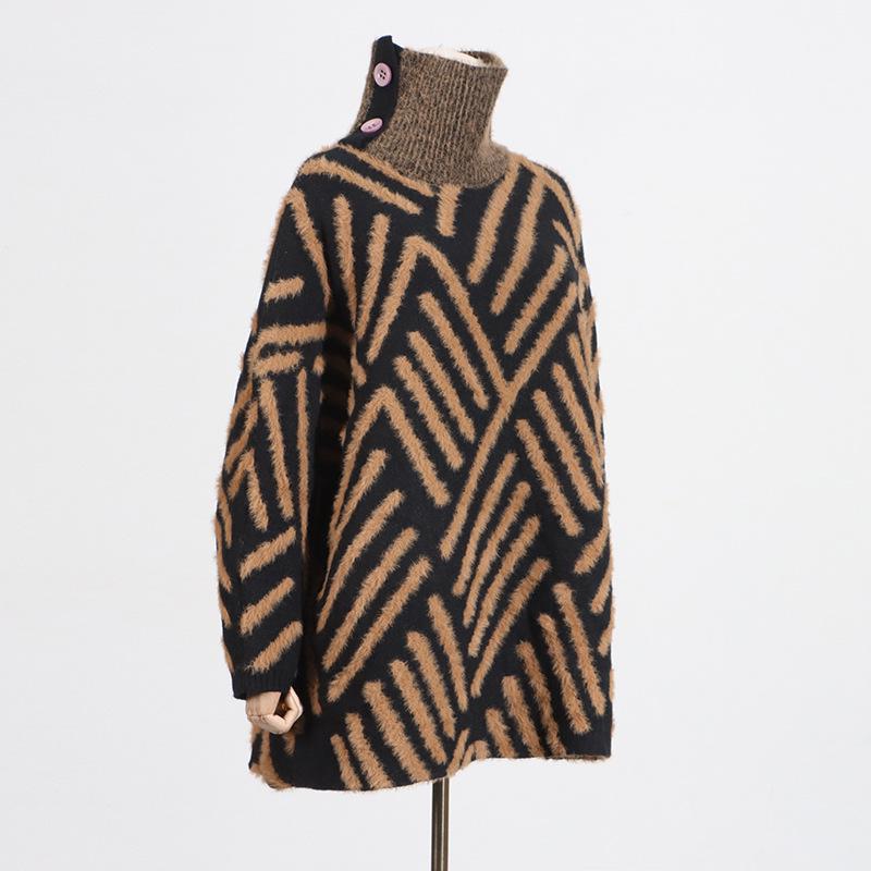 Women's High-End Mink Fur Stand-Up Collar Pullover Sweater, Autumn/Winter 2025 Collection.