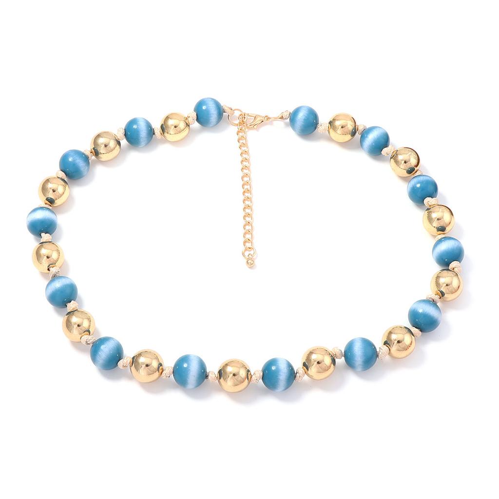 Retro Trend French Atmosphere, Smudged Round Beads, Color Matching, Beaded Necklace, Fashionable and Simple Daily Travel Women