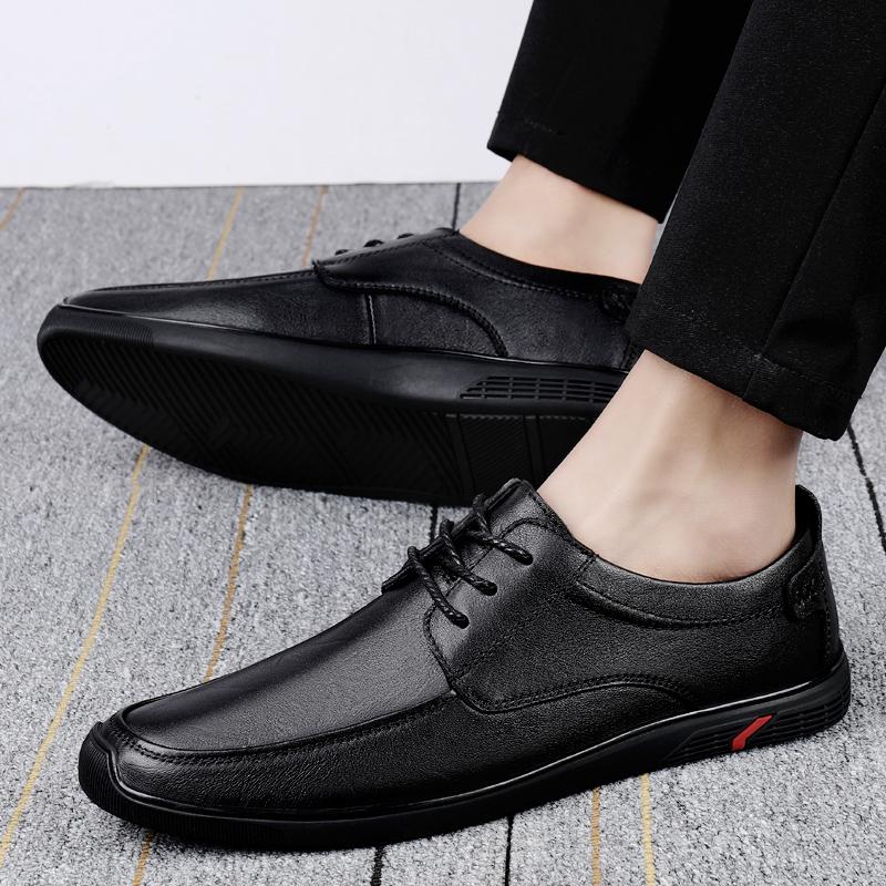 Модные мужские кожаные туфли-лодочки повседневные мокасины на плоской подошве мужские — фото 5