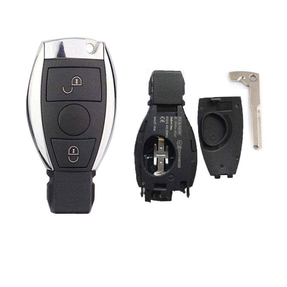 Mercedes Multi-Button Remote Key Shell Replacement - Compatible with 2, 3, or 4-Button Models. Single Battery Holder Included.