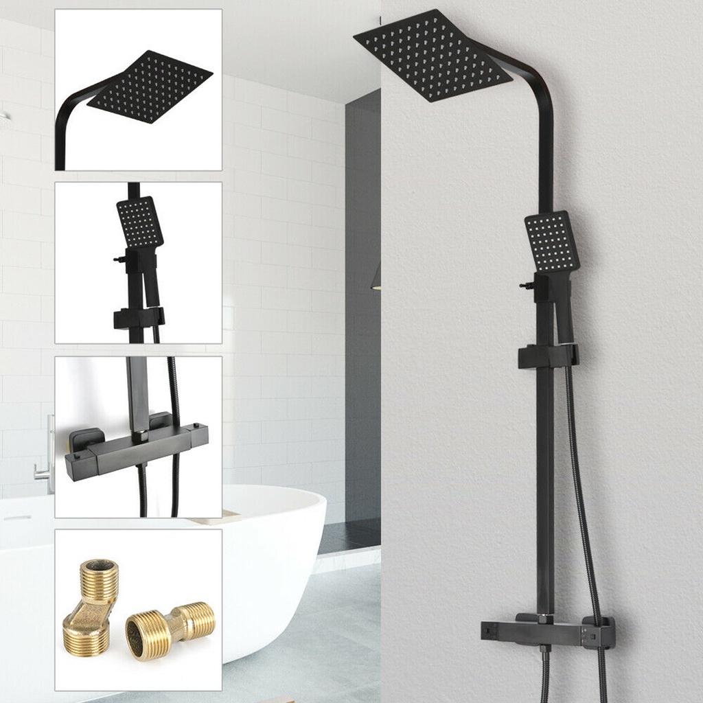 3-way Shower Mixer Tap Bathtub Shower Mixer Bathroom Shower Faucet Matte Black Wall Mount Rainfall Shower Mixer Tap Kit New
