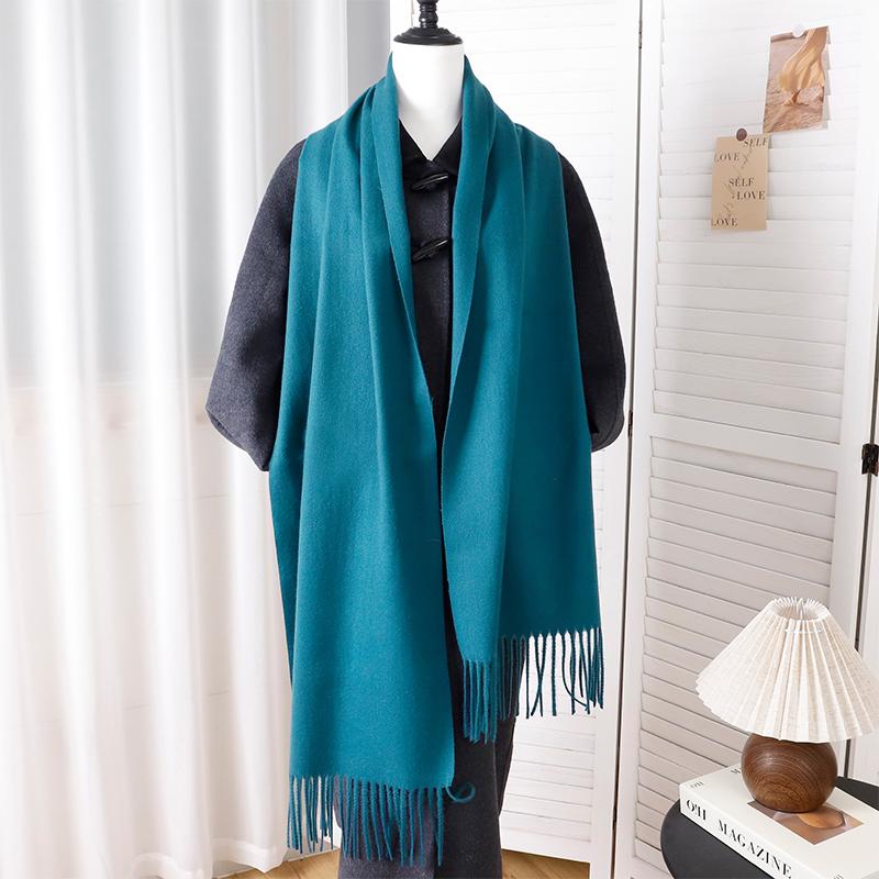 New Designer Luxury Women Warm Scarf Winter Cashmere Shawls Thick Solid Neckerchief Hijab Wraps Tassls Pashmina Foulard