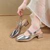 High heels thick heel medium heel bag head sandals women's new summer skirt Mary Jane single shoes
