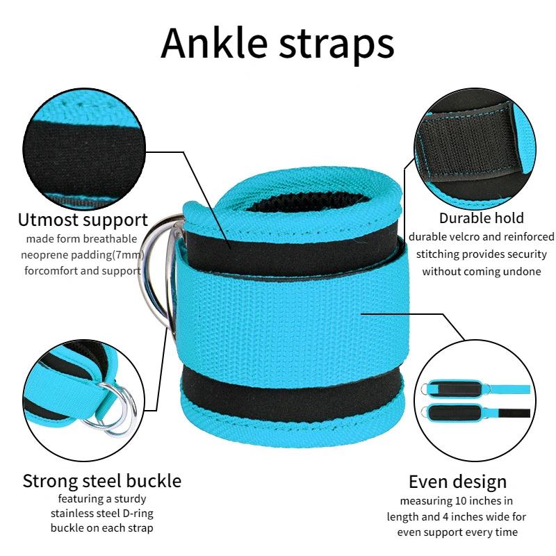 1 pereche de curele de fitness pentru glezne, exerciții pentru picioare, cu inel în D reglabil, manșete pentru gleznă, antrenamente pentru gimnastică, fesieri, forță, sport, pentru picioare
