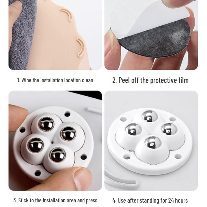 No-Punch Adhesive Universal Wheel Casters: Mobile Ball Bearing Wheels for Household Use