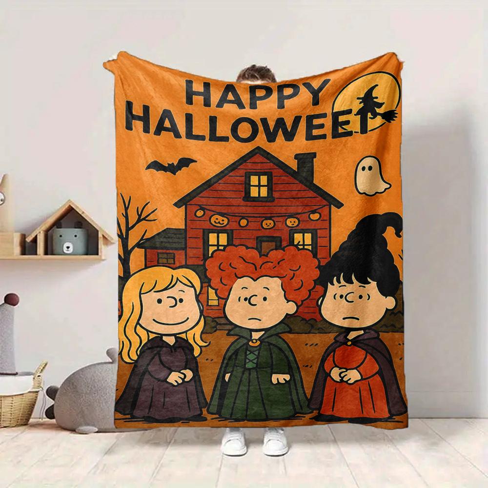 1Pc Snoopy'S Halloween Adventure Blanket Soft And Comfortable Casual Warm Camping Travel Christmas Halloween Gift M91789
