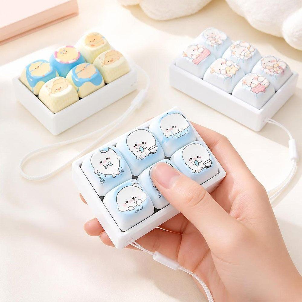 Stress Relief Button Squeeze Keychain Cute Animal Shape Finger Keyboard Cap  Kids Adults