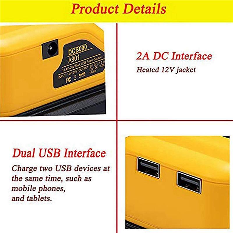 A96I-2X DCB090 Battery Adapter DCB090 Power Source Charger Converter For 18V 20V Max Lithium Battery With DC Port