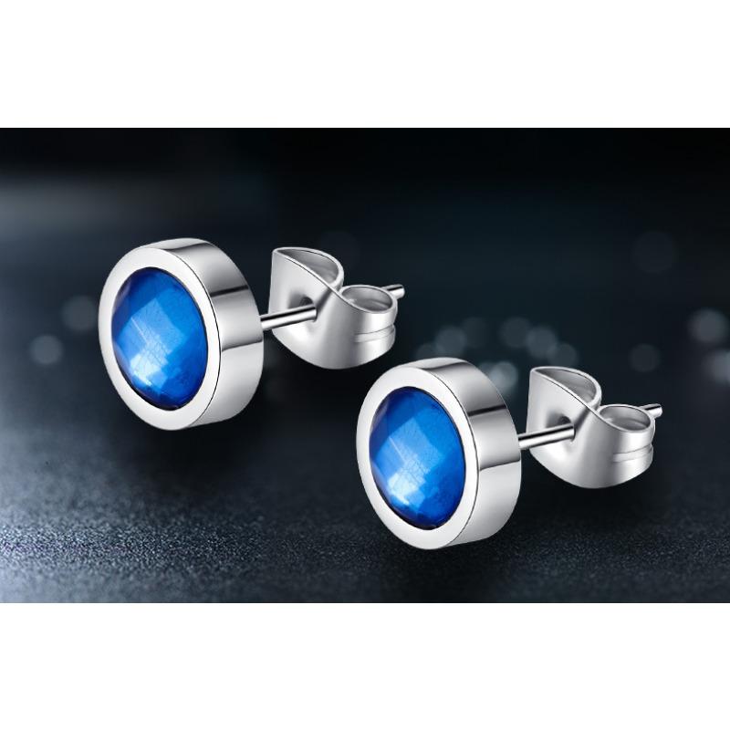 

Японский и корейский стиль Иглы для ушей Титановая сталь Серьги с черным камнем Модные мужские клипсы для ушей с цветными камнями