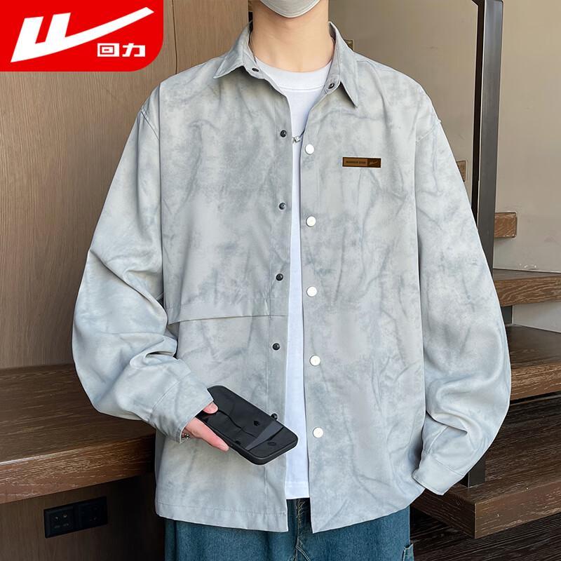Huili Men s Casual Long-Sleeve Shirt Jacket 2XL