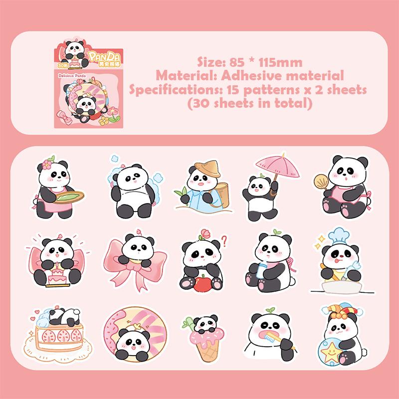 

30 шт. наклейки с пандой для ноутбука, украшения для альбома, граффити, наклейки для скейтборда, ноутбука, водонепроницаемые наклейки для игрушек своими руками, декоративные наклейки as the picture