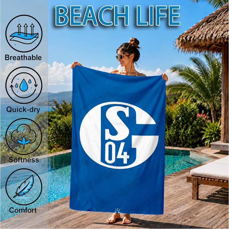 Toalha de Praia Estrela Brilhante do FC Schalke, Secagem Rápida, Fácil de Cuidar, Adequada tanto para Fitness quanto para Férias na Praia, Essencial Esportivo