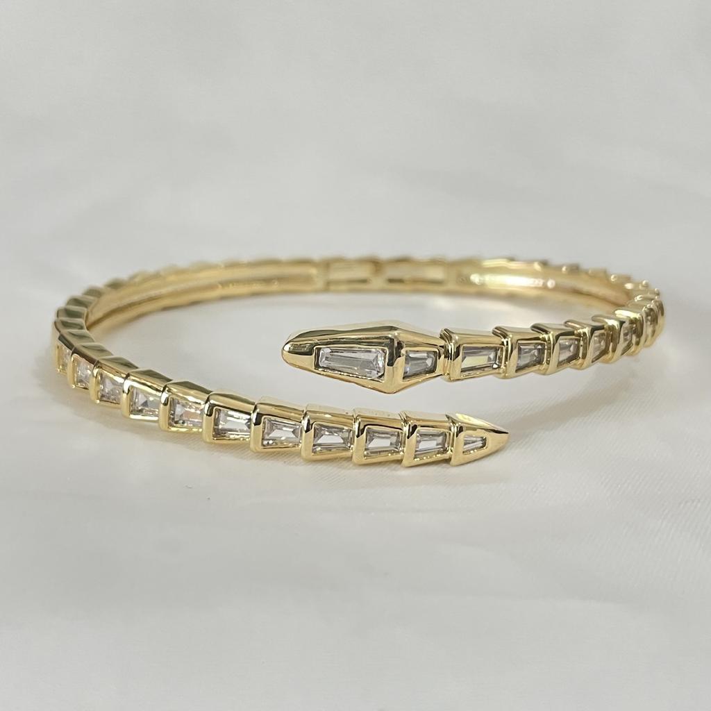 T Square Zirconium Snake-shaped Opening Ins Style Design High-end Jewelry Simple Couple Bracelet