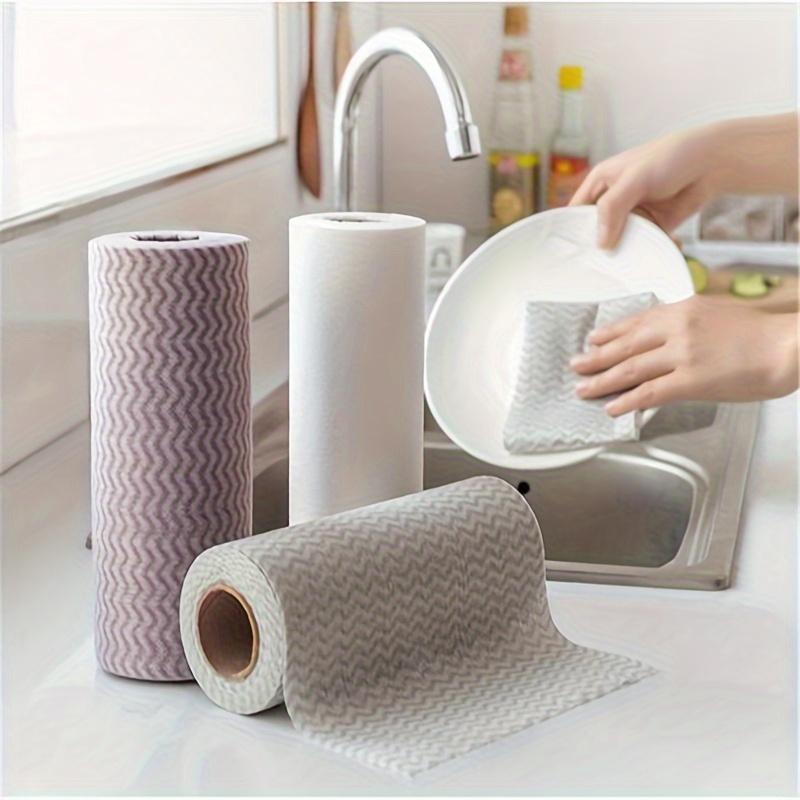 1pc Solid color lazy cloth, household cleaning cloth, disposable dishwashing cloth, absorbent non stick oil scrubbing pad
