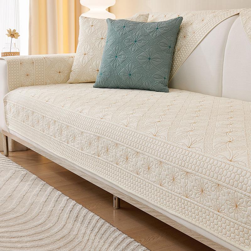 Frühlingsgewaschenes Sofakissen aus Baumwolle, universeller Rückenlehnenbezug, rutschfest, einfacher Sofabezug, Kissen für alle Jahreszeiten