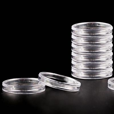 10ks 40mm průhledná kulatá krabička držák kapslí na mince kulatý plast