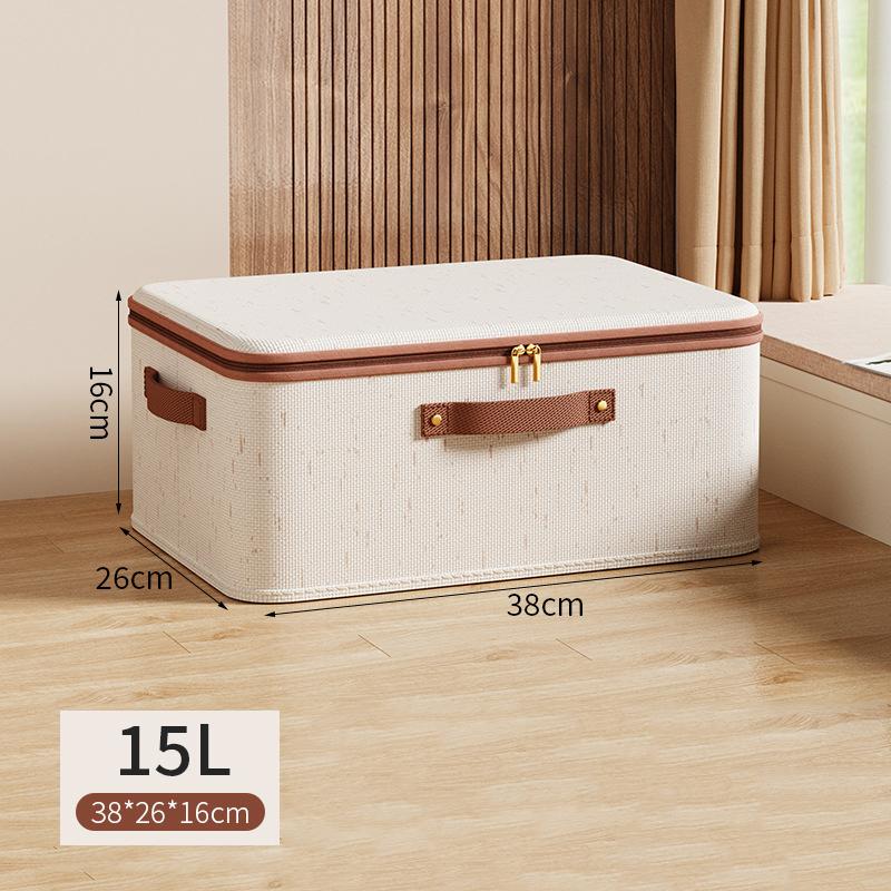 Foldable Fabric Clothes Storage Boxes - Washable Moisture-Proof Organizer Bins with Lock & Handles for Closet