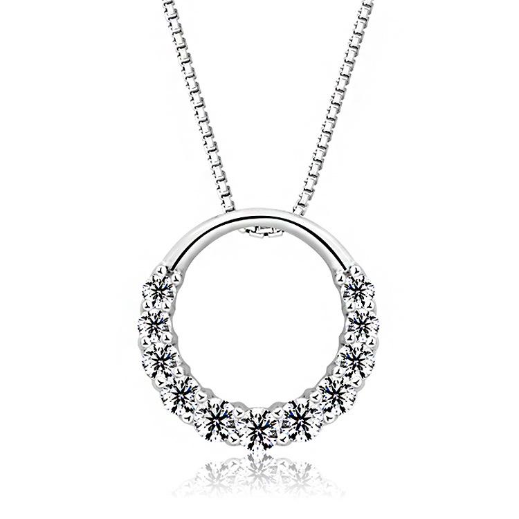 

925 Серебро Простой Модный Бриллиантовый Кулон - Корейский Стиль Квадратный и Круглый Подвески для Рождества и Дня Святого Валентина Silver