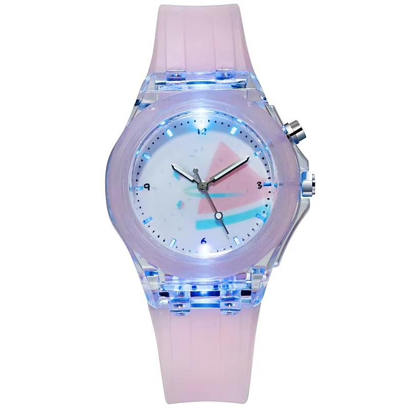 CQ82 Kids Watch for Girls Teens Kids Luminous Cocks Wristwatch Flash Silicone Strap Cartoons Watch for Children