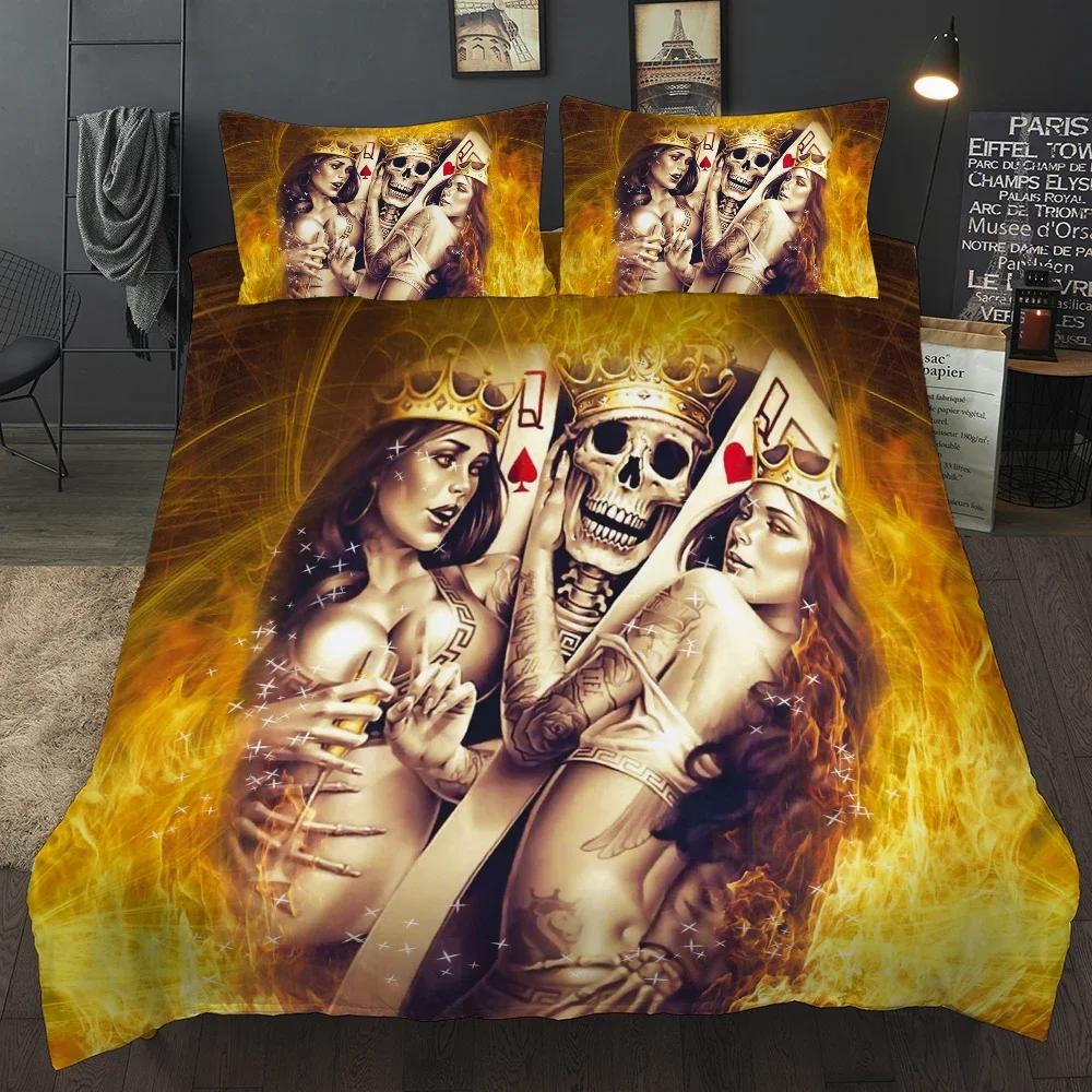 

Bed Linen Set Black Poker Skuls Bed Warm Comforter Originality Sugar Skul California King Beding Sets EU 240x20cm Double 20x20cm New 100*200cm Single