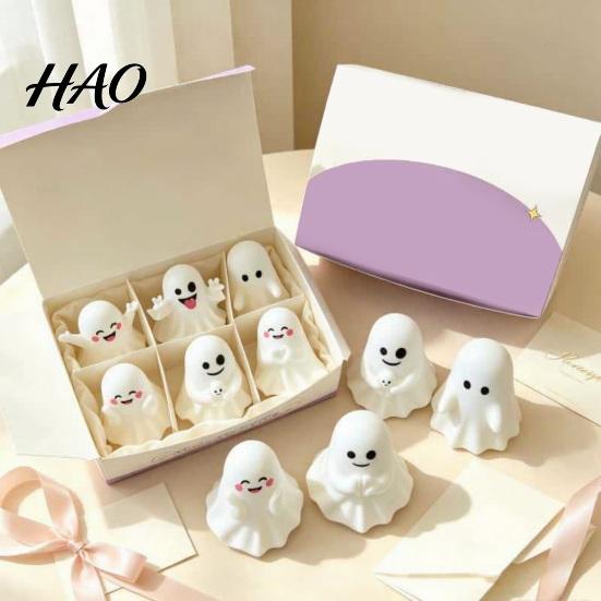 Playful Desk Accessories for Women 6Pcs Halloween Ghost Figurine, Cute Pen Holder, Miniature Decor, Funny Fun Organizers Colleagues Pencil Stand