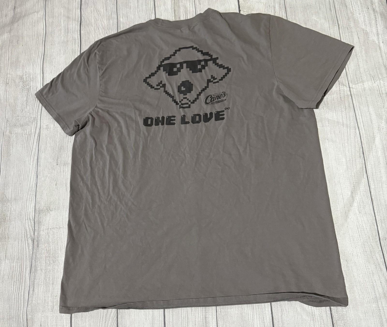 Raising Canes Graphic T Shirt 1LV Crew One Love Pixel Dog Gray Size 3XL XXXL XXXXL