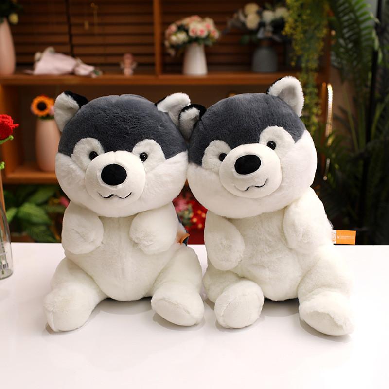 Cute Cartoon Handheld Rose Husky Plush Stuffed Toy Pillow For Room Decoration