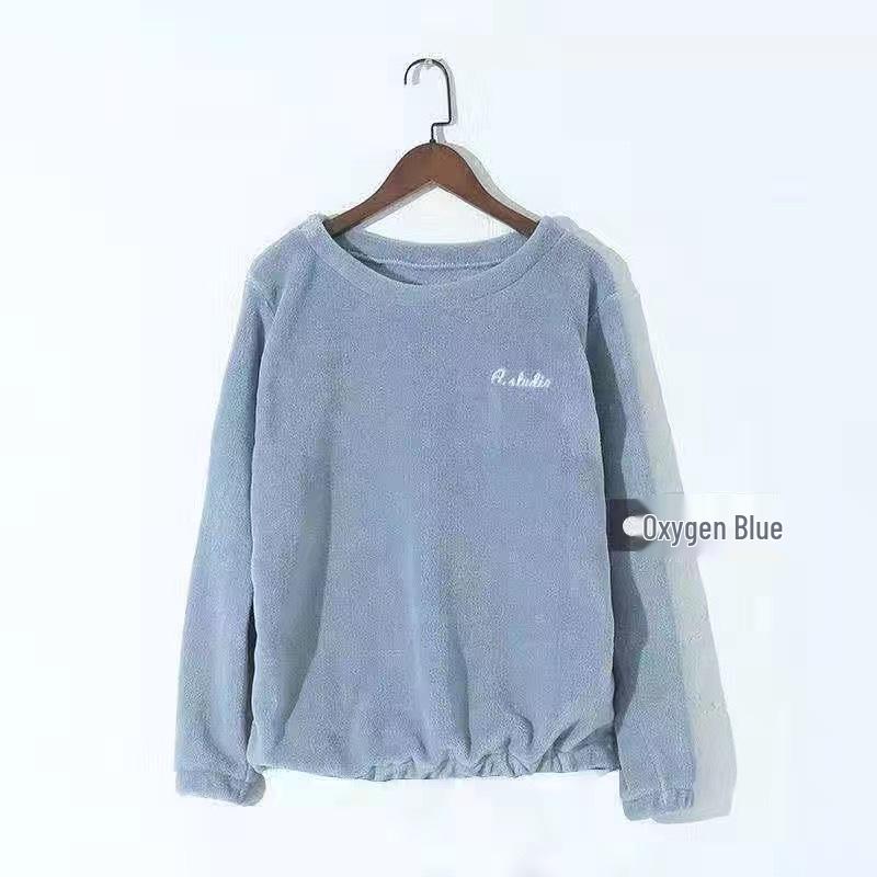 Women's Coral Fleece Home and Outdoor Set: Versatile, Warm, Cozy Pajamas and Base Layer for Students.