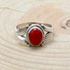 Red Coral 925 Sterling Silver Ring, Birthstone Handmade Leaf Ring, Gift For Her, Anniversary Gift Ring