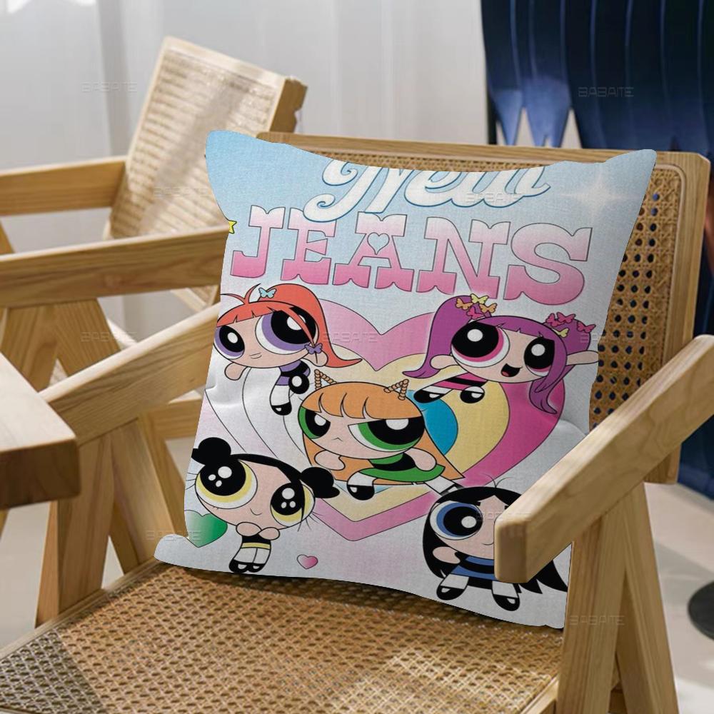 The Power-puff-Girls Decorative Room Aesthetics Pillow Case Home Decor Bedroom Sofa Bed Couch Pillow Cover 45x45