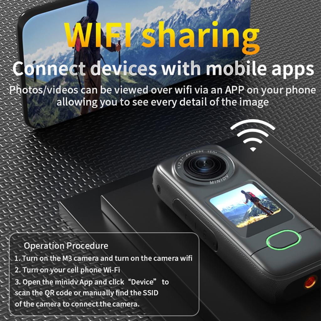 4K Action Camera Sports Camera with WiFi 150 Wide Angle Lens 1.4 Inch   IPX6 Waterproo Support Smartphone APP Control, Record 4K High Reso