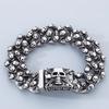 Punk Skull Charm Bracelets For Men Stainless Steel Cuban Chain Men Bangle Bracelet Silver Black Color Skeleton Jewelry