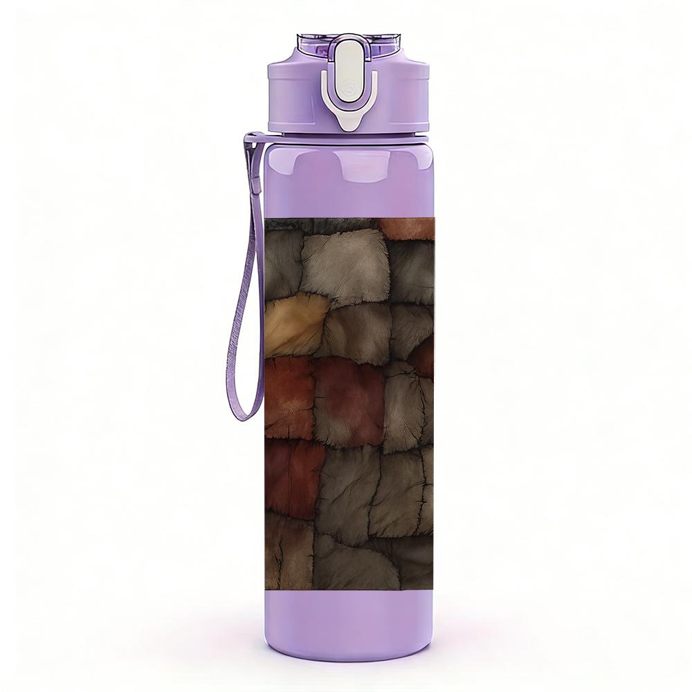 1PC Rough Stone Wall Texture Background 750ml Color Plastic Sports Water Bottle Leakproof Flip Straw Lid Suitable for Sports Office Home Use