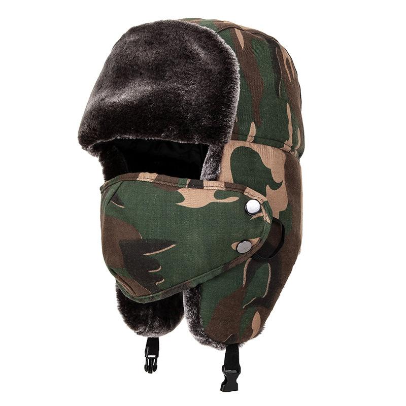 Camouflage thickened winter outdoor ear protection warm hat men's and women's cycling windproof and cold-proof cotton hat