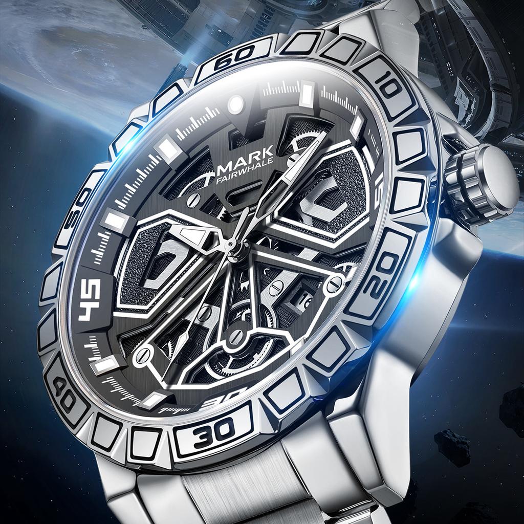 Mark Huafei watch men's fashion temperament high-end feeling quartz watch for boys, high school students, teenagers night light waterproof watch