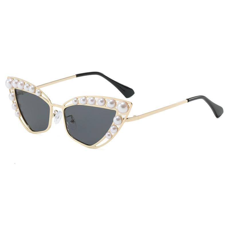 European American Style Women Sunglasses Cat Eye Shape Pearl Decoration Women'S Sun Glasses New Stylish Woman Glasses