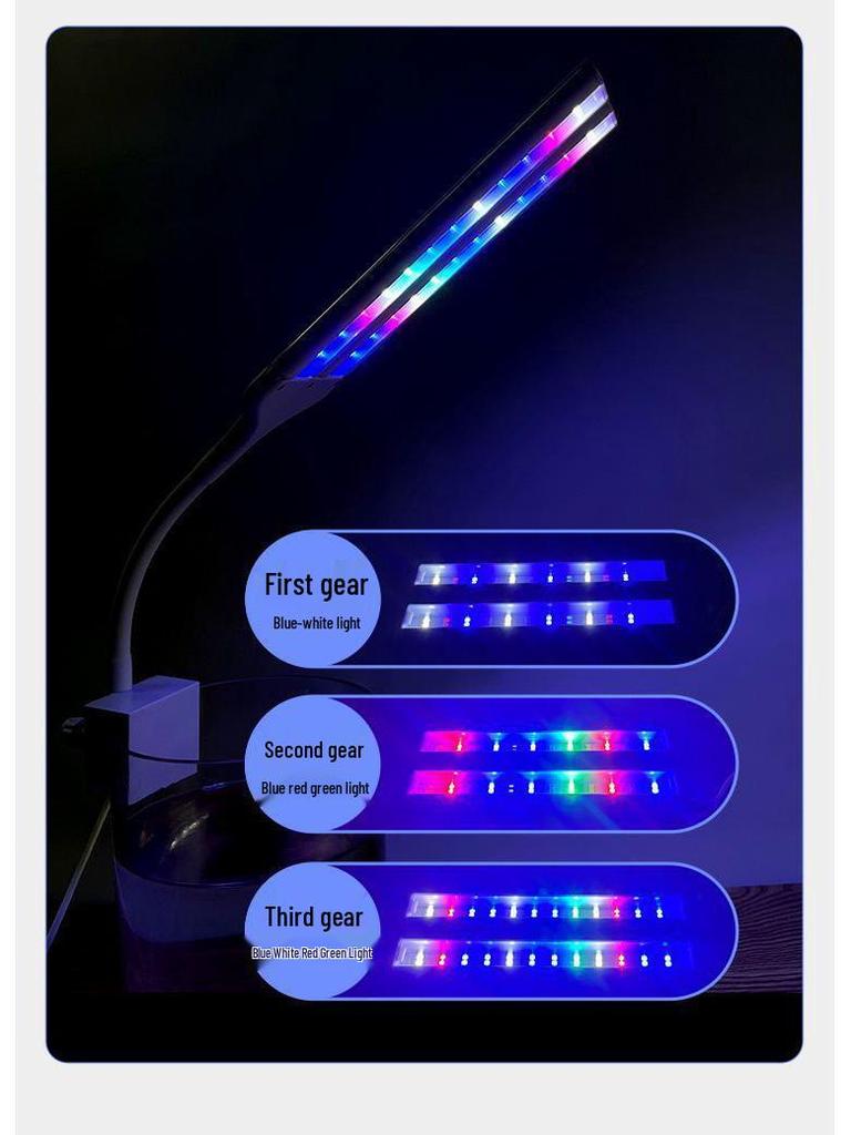 Super Bright Clip-on Full Spectrum LED Aquarium Light, Waterproof and Splashproof, Ideal for Mini Aquariums.