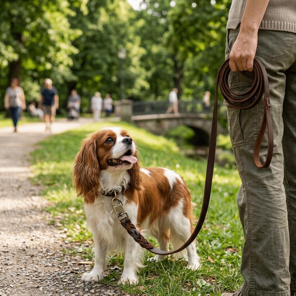 Guinzaglio in Vera Pelle di Mucca per Cani Cinturino Largo Guida da Pastore Viaggio Escursionistico all'Aperto