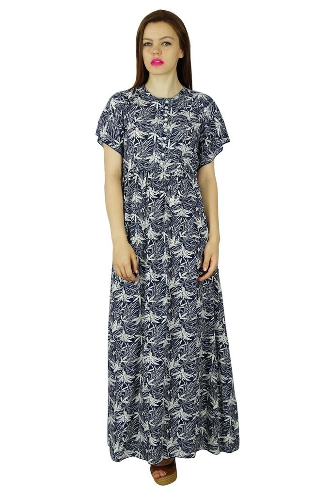 Bimba Women Long Maxi Dress Frilled Sleeve Rayon Gown Summer Clothing