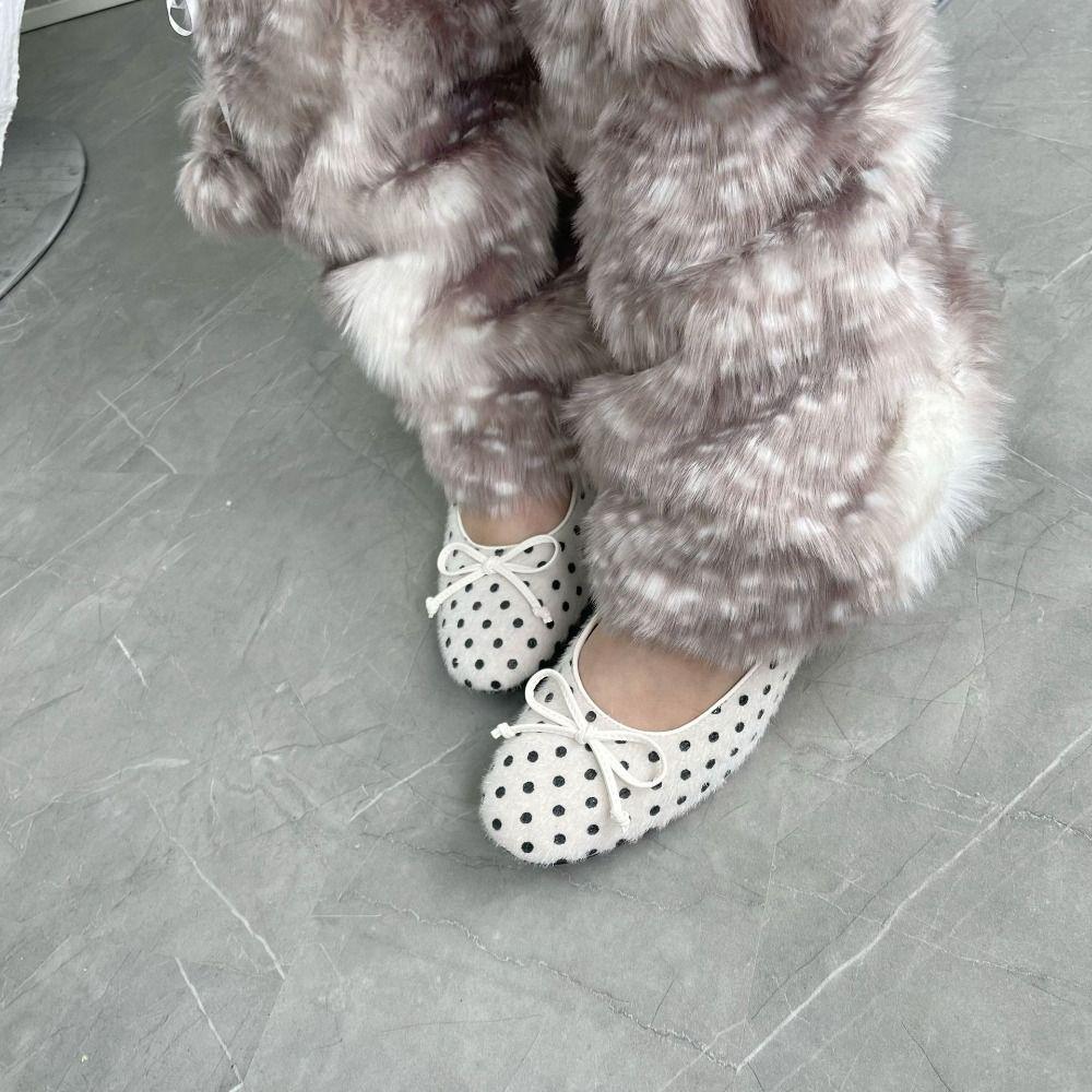 Y2k Furry Leg Warmers Fawn Dot Long Stockings Vintage Plush Leg Coverings  Accessories