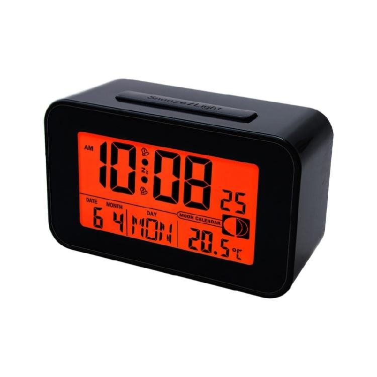 

Elegant LCD Alarm Clock with Bright Backlights Multiple Alarms Calendar and Temperature Display for Bedsides Table чорний