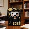 Wooden Photo Frame, Standard Size Graduation Picture Display, Black Gold with Rear Stand, Grad 2026 Picture Holder for Graduation Keepsake