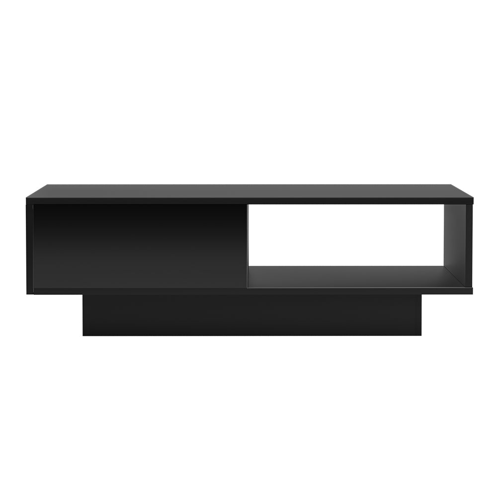 Coffee Tables Artiss Coffee Table Led Lights High Gloss Storage Drawer Modern Furniture Black