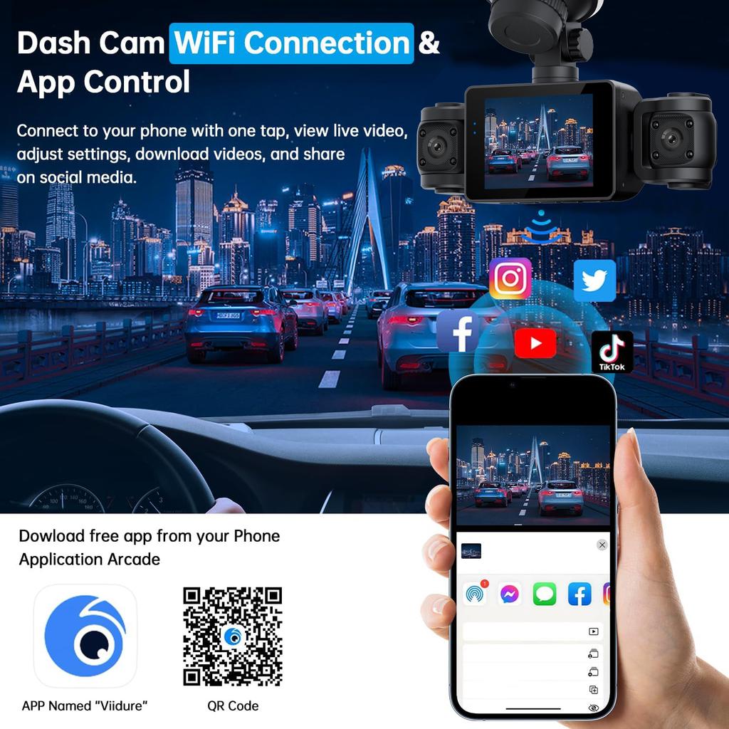 WIFI Dash Cam 4 Channel 360° Car Camera Black Box Front Left Right Rear View Car DVR Video Recorder G-Sensor 24H Parking Monitor