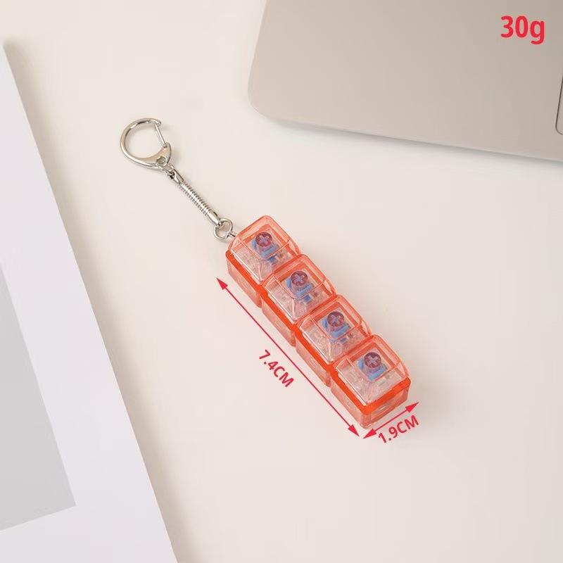 Transparent Four-Button Decompression Keychain, Luminous Square Pendant, Popular Creative Toy Keychain.
